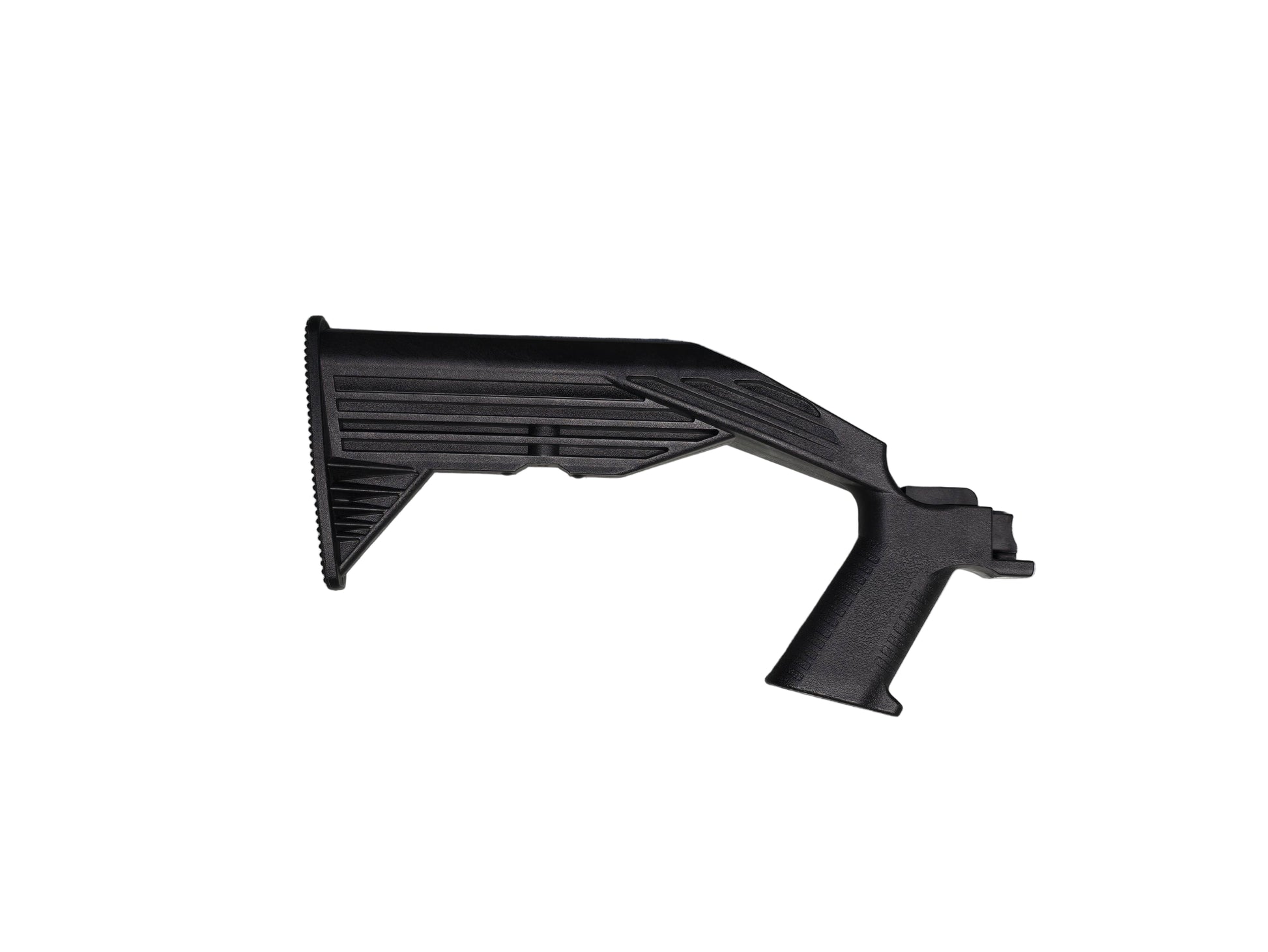slide fire Black gun stock on a gray background