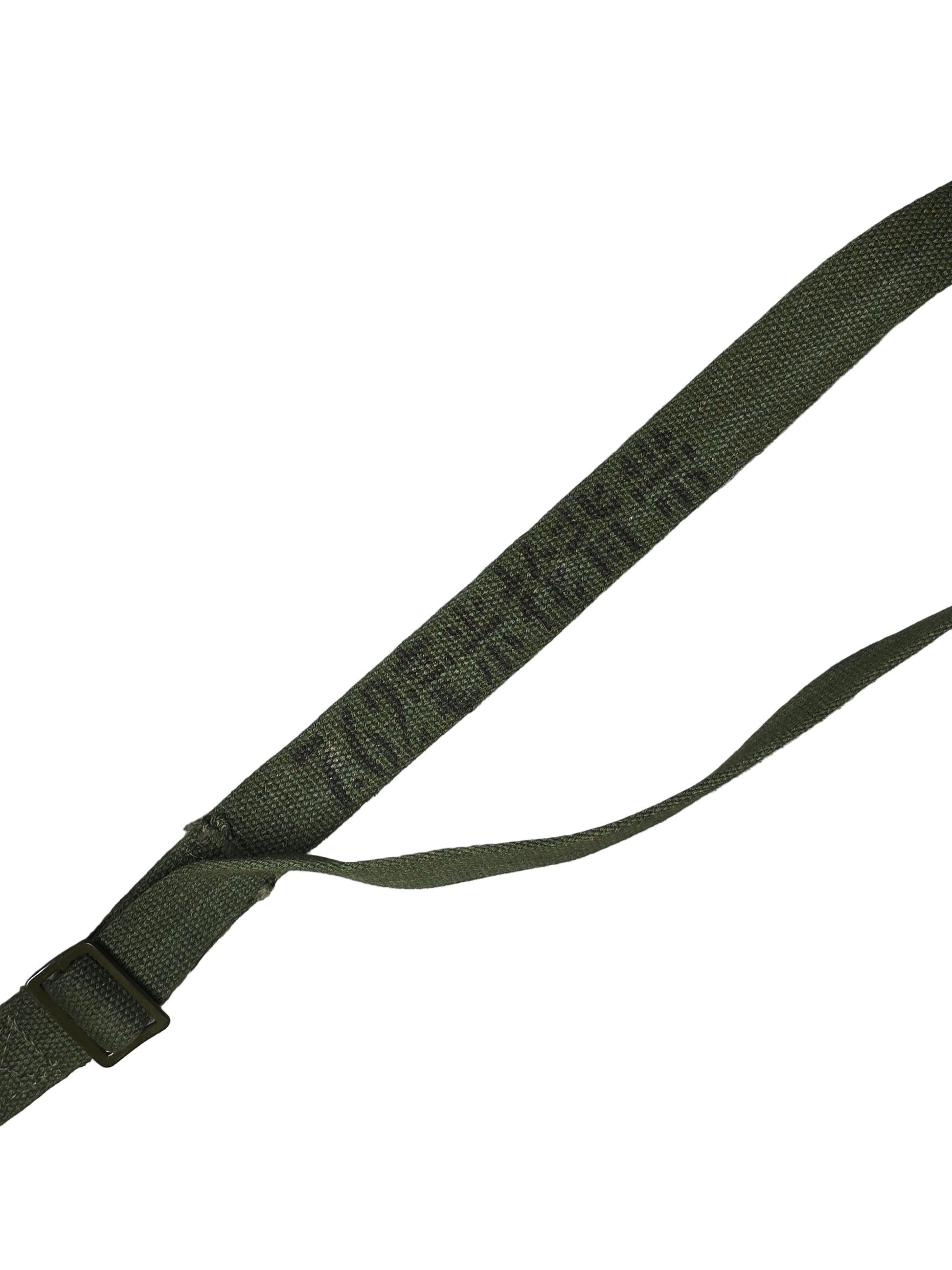 Green strap with text on a gray background