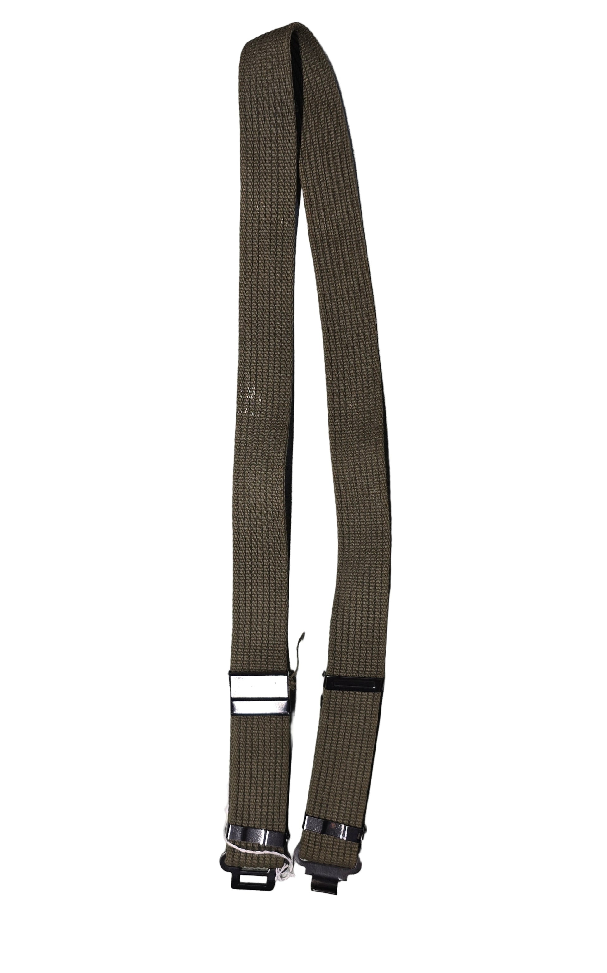 British webbing WW2 belt, Brown belt with metal buckle on a gray surface