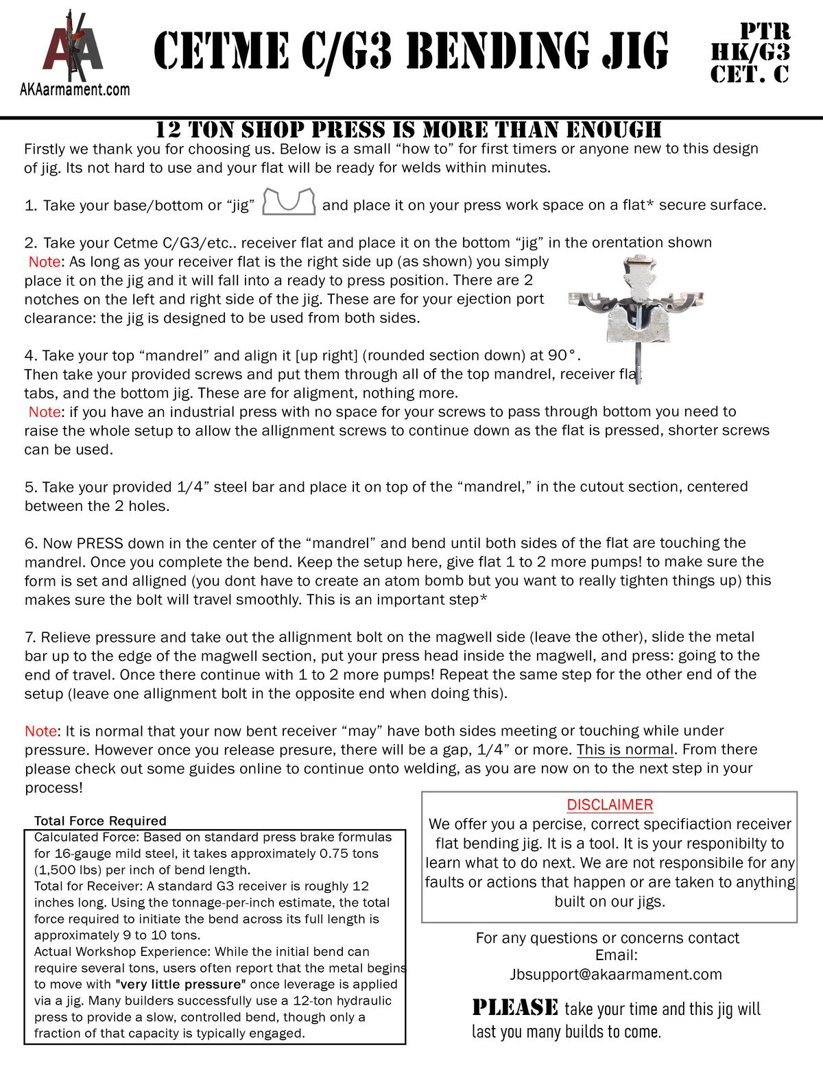Aka Arms Bending JIG Instructions (Download