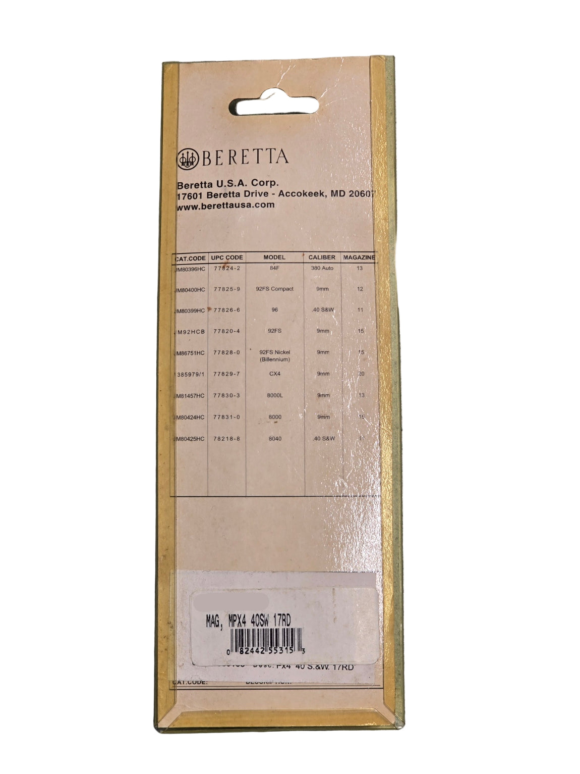 Beretta Factory PX4 Extended Magazine .40 S&W Black Steel 17/rd