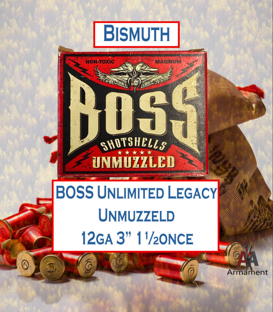 Boss Bismuth Unmuzzled Legacy 12ga Shot shells 1 ½ ounce load 3" Shell