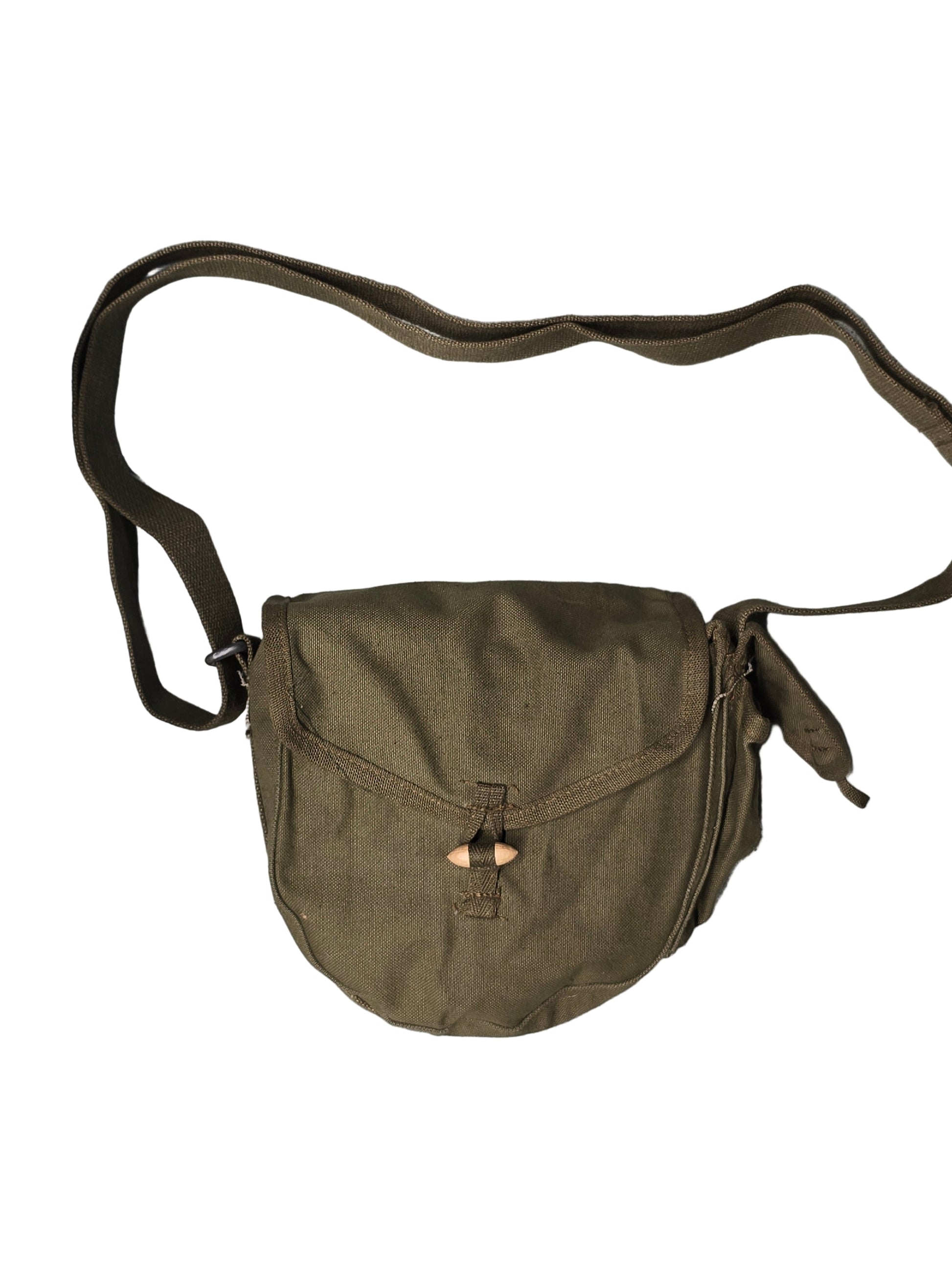 Chinese Type 56 Drum magazine pouch, Green shoulder bag with a strap on a gray background