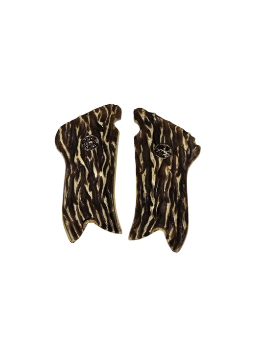 Luger P-08 FRANZITE Grips, Faux Stag Horn w/ emblem