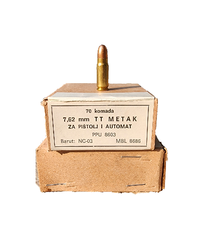 7.62x25 Tokarev PPU 70 rounds per box