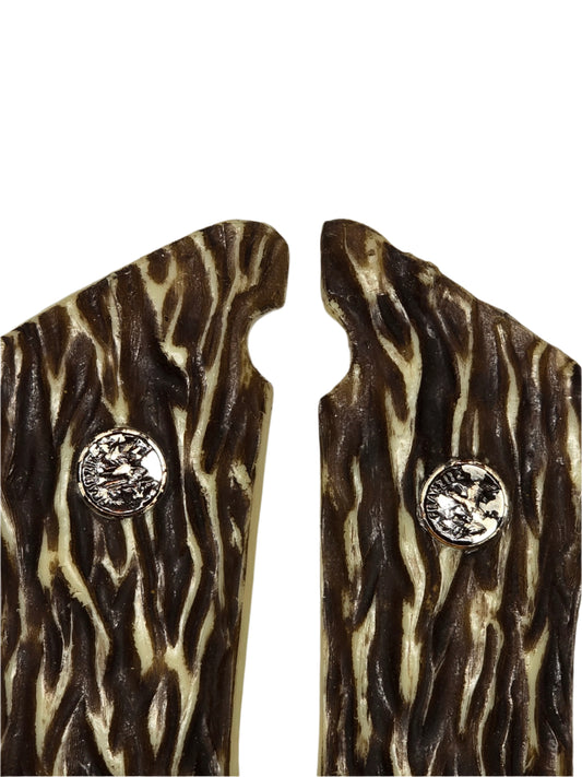 Luger P-08 FRANZITE Grips, Faux Stag Horn w/ emblem