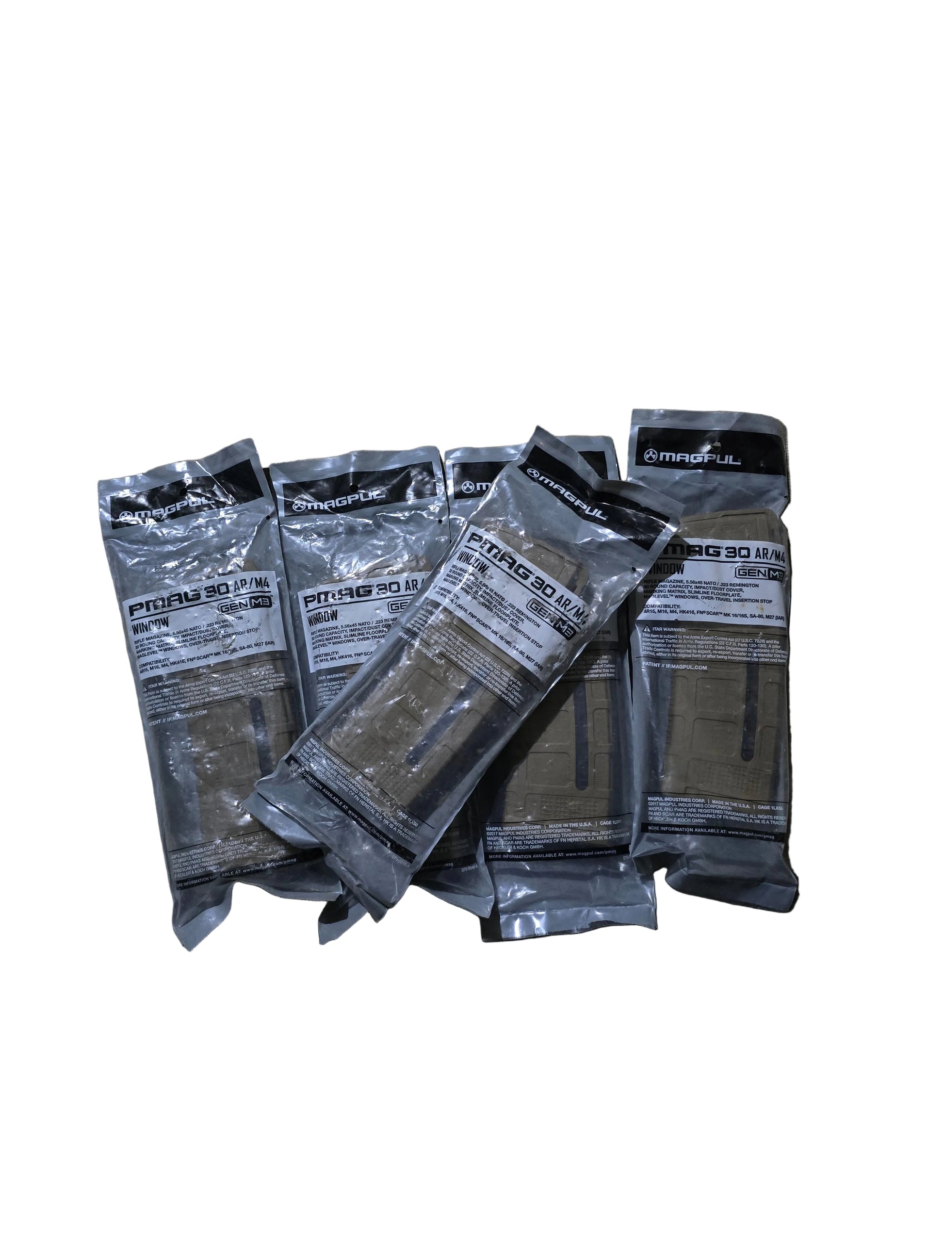 US ARMY Issued Magpul PMAG GEN M3 Window Poly Mag, 5 pack ,Coyote Tan, Sealed 