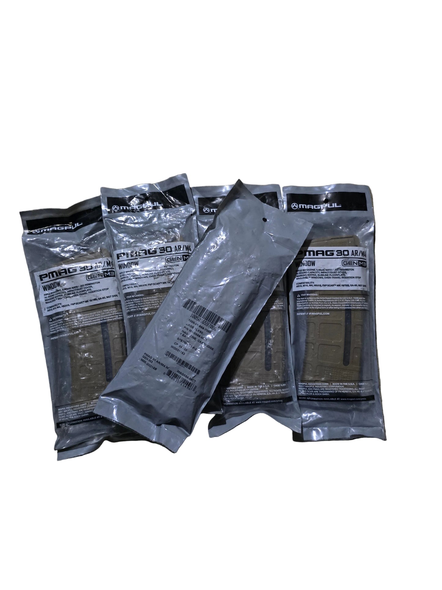 US ARMY Issued Magpul PMAG GEN M3 Window Poly Mag, 5 pack ,Coyote Tan, Sealed 